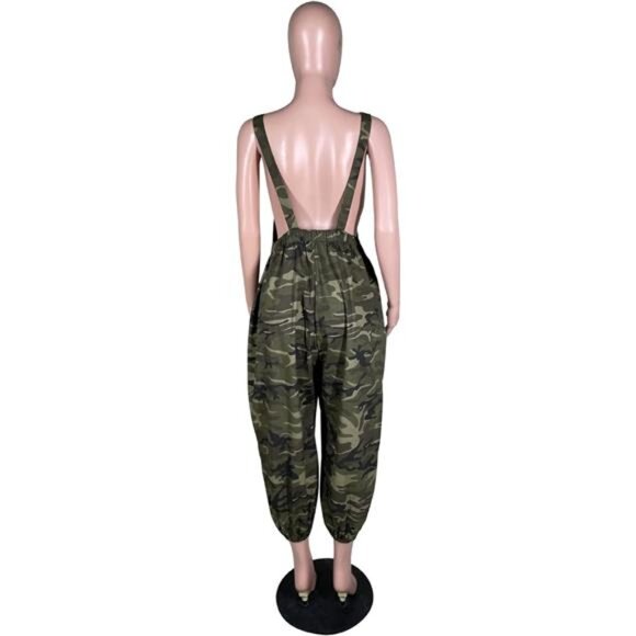 "New Plus Size Camo Harem Overalls - Loose Fit Women's Jumpsuit w/ Pockets" - Picture 5 of 6